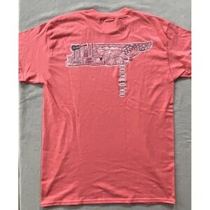 Gildan Womens Medium T-Shirt Coralsilk Pink Tennessee‎ State Collage Graphic Tee
